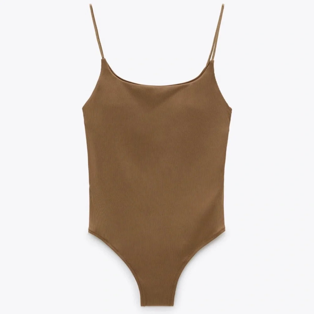 {Zara} Brand New Brown Ribbed One Piece.